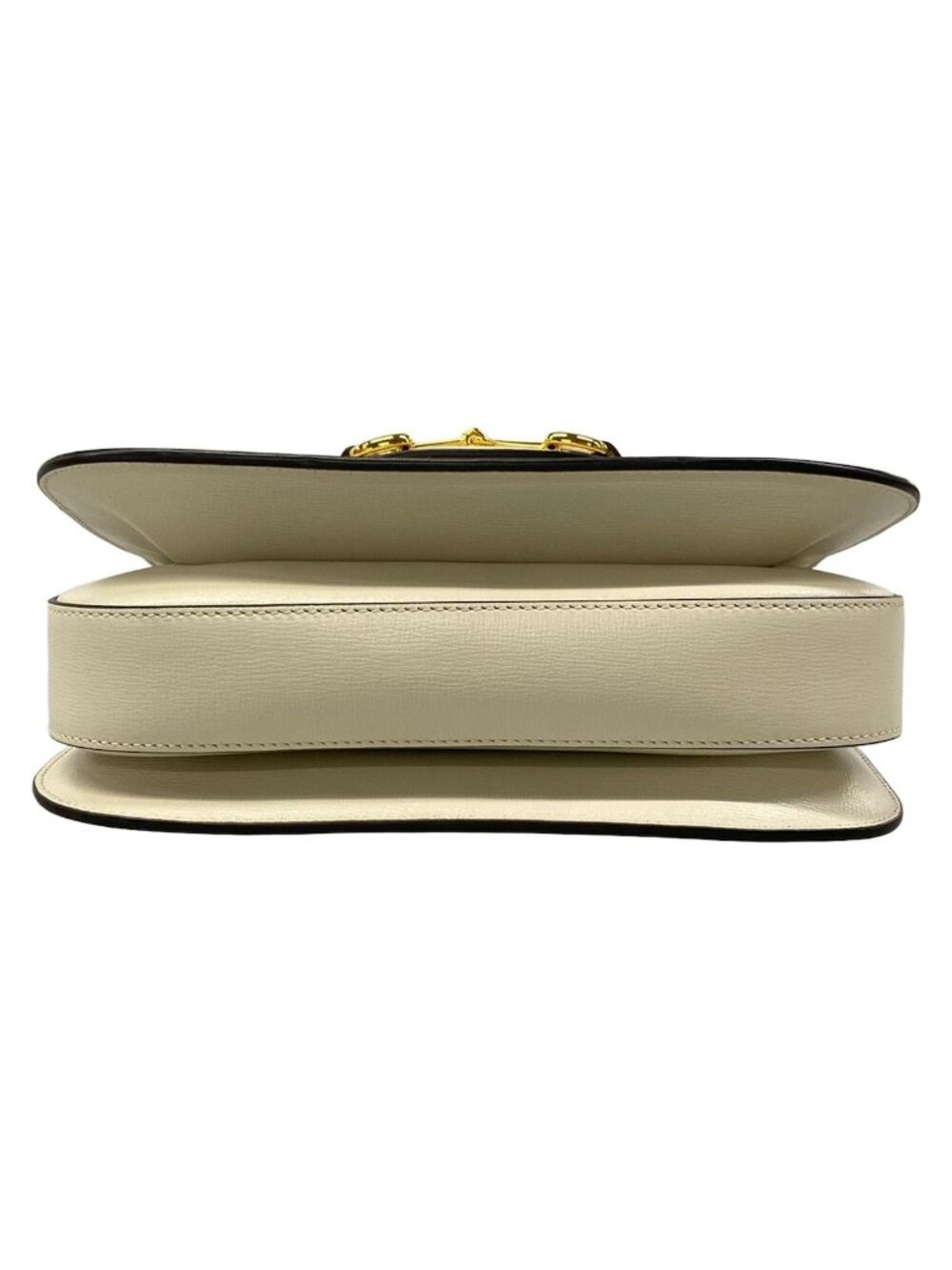 Gucci Shoulder Bag Horsebit Ivory Gold Leather - Picture 5 of 15